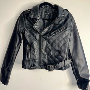 NWT STOOSH Black Quilted Women's Vegan Leather Moto Jacket -‎ medium